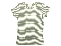 Joha t-shirt merinould/silke grøn striber